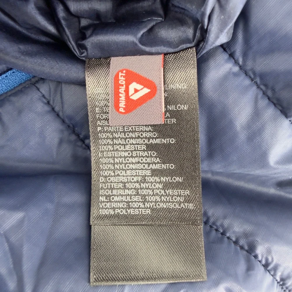 North Face Summit Series Large Mens Puffer Jacket Blue Insulated Full Zip FLAW